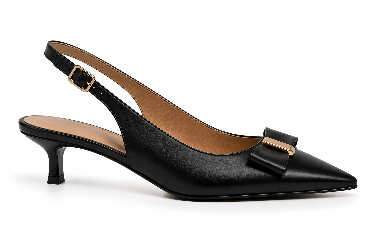 AMELIRA BLACK GOLD BOW GLEE KITTEN HEEL