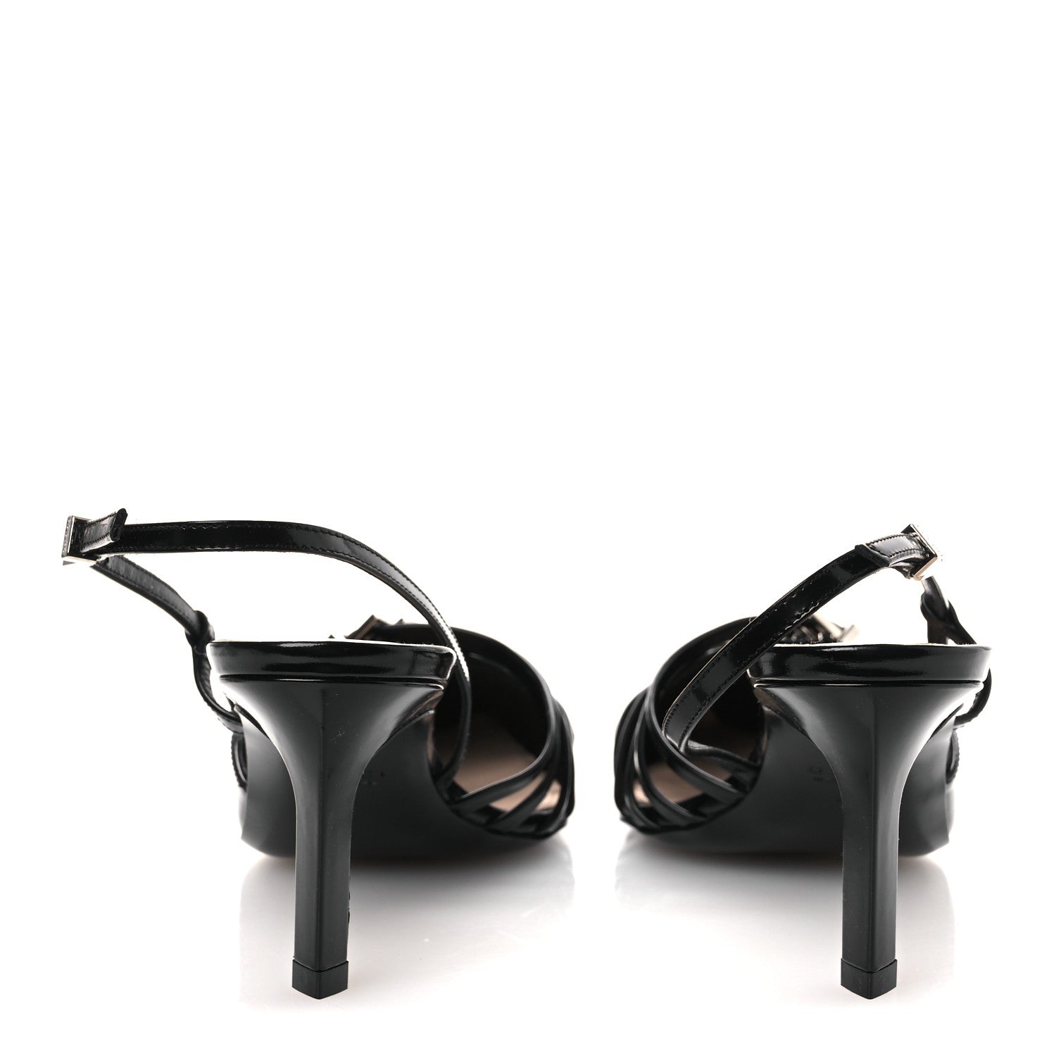 PATENT REGENT CALFSKIN WALMA 65 BUCKLE SLINGBACK PUMPS BLACK