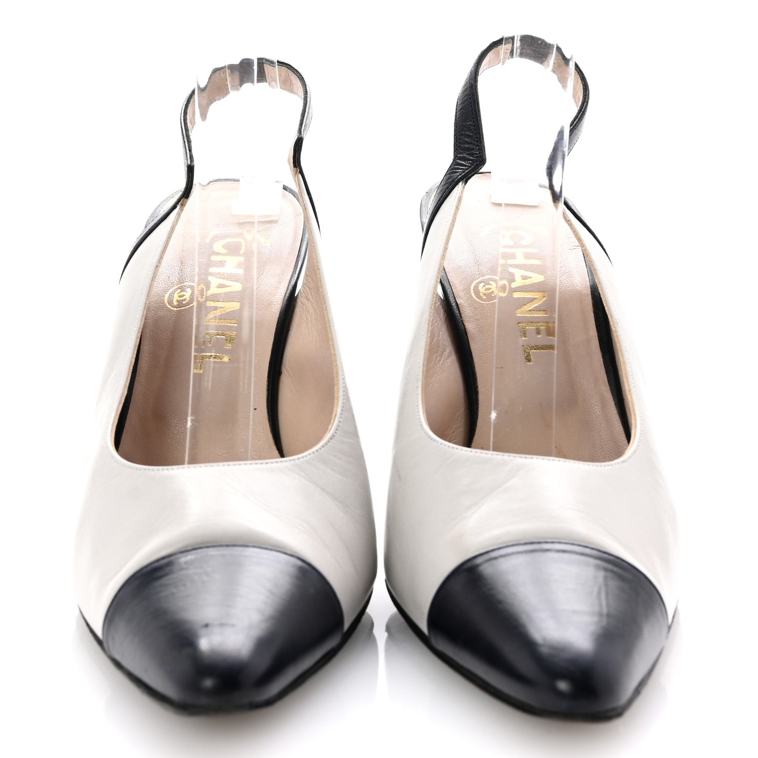 POINTED CAP TOE SLINGBACK PUMPS GREY NAVY