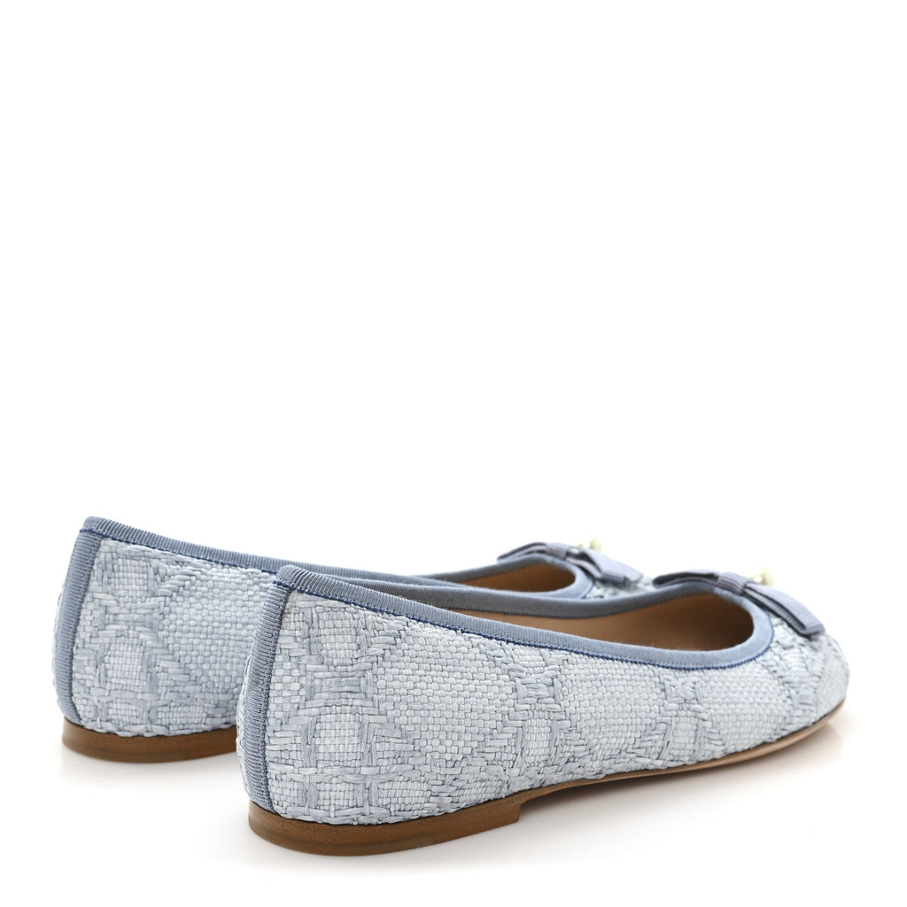 RAFFIA CANNAGE BALLET FLAT BLEU PASTEL