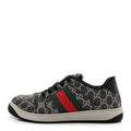 GG SUPREME MONOGRAM MIRO SOFT CALFSKIN WEB MENS SCREENER SNEAKERS BLACK GREY SKY