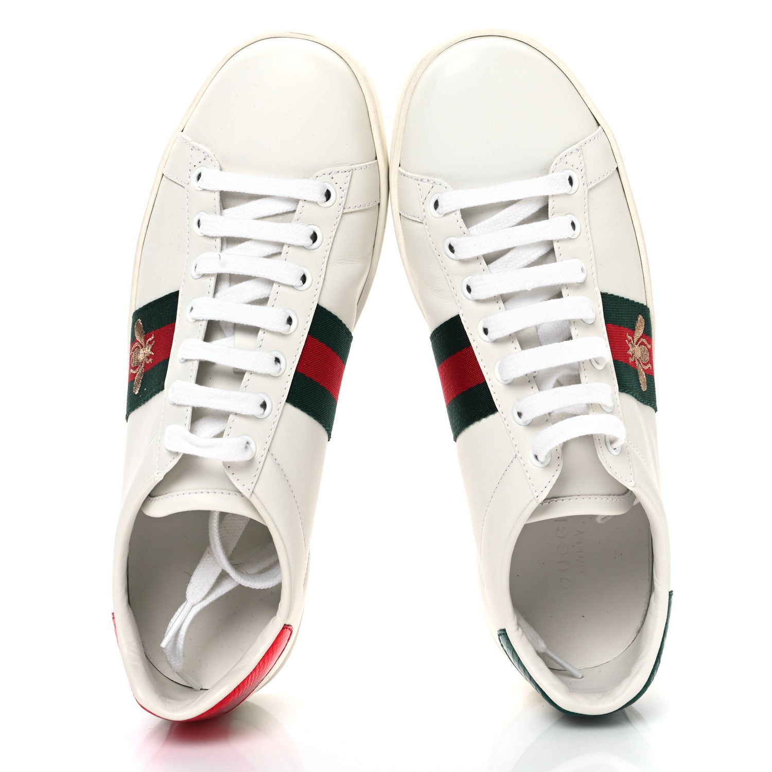 CALFSKIN AYERS BEE EMBROIDERED WOMENS ACE SNEAKERS WHITE RED FLAME GREEN
