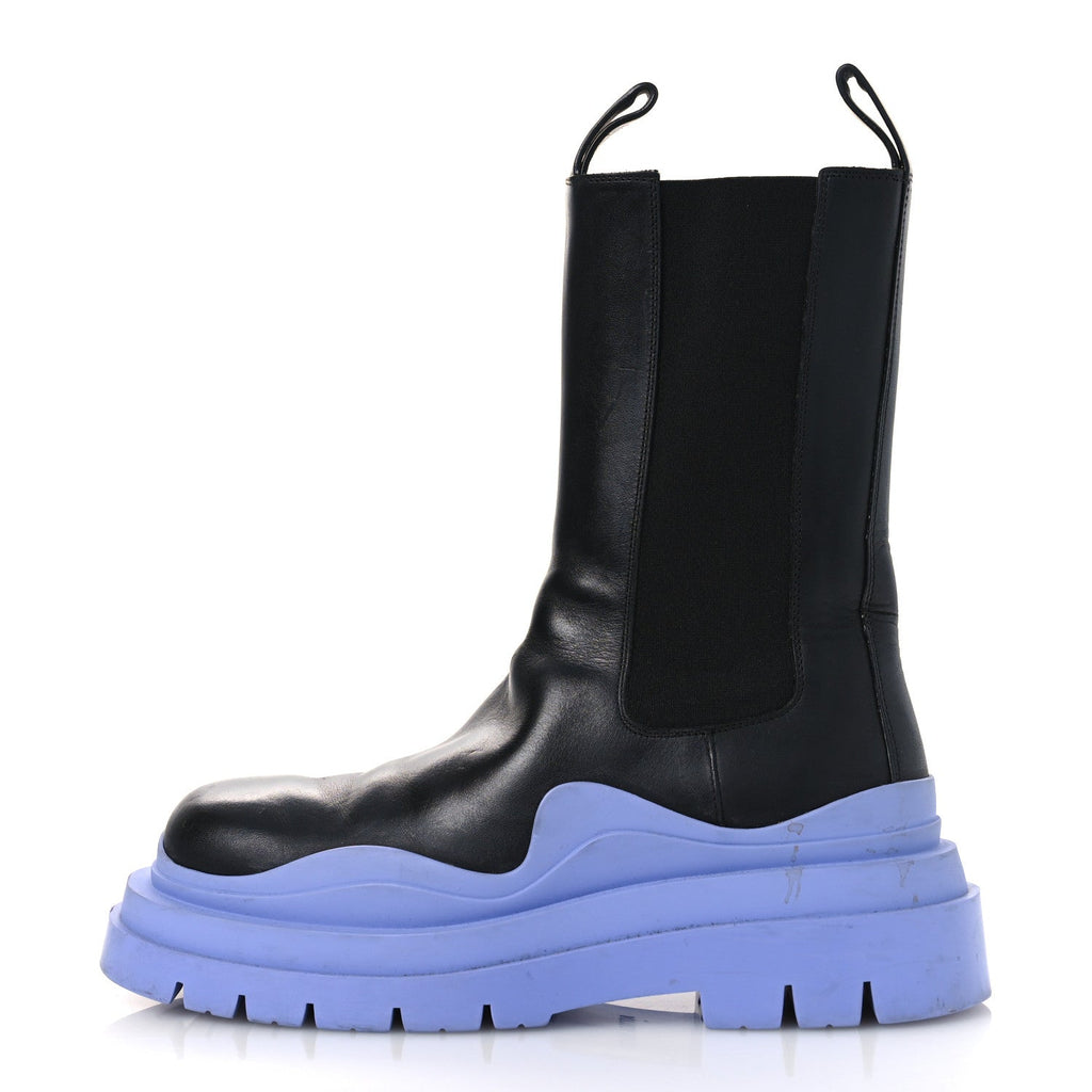 CALFSKIN THE TIRE CHELSEA BOOTS BLACK PERIWINKLE