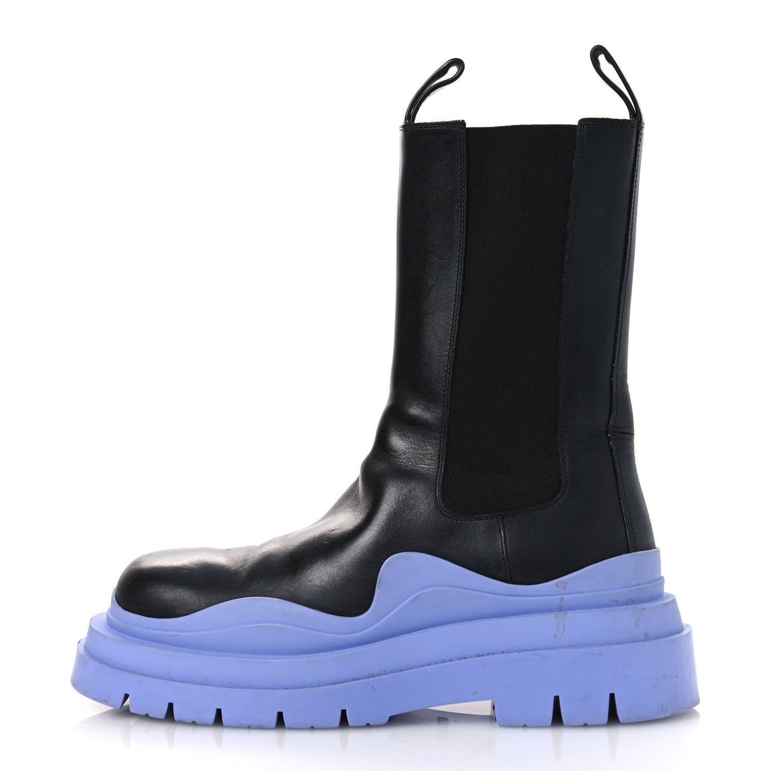 CALFSKIN THE TIRE CHELSEA BOOTS BLACK PERIWINKLE