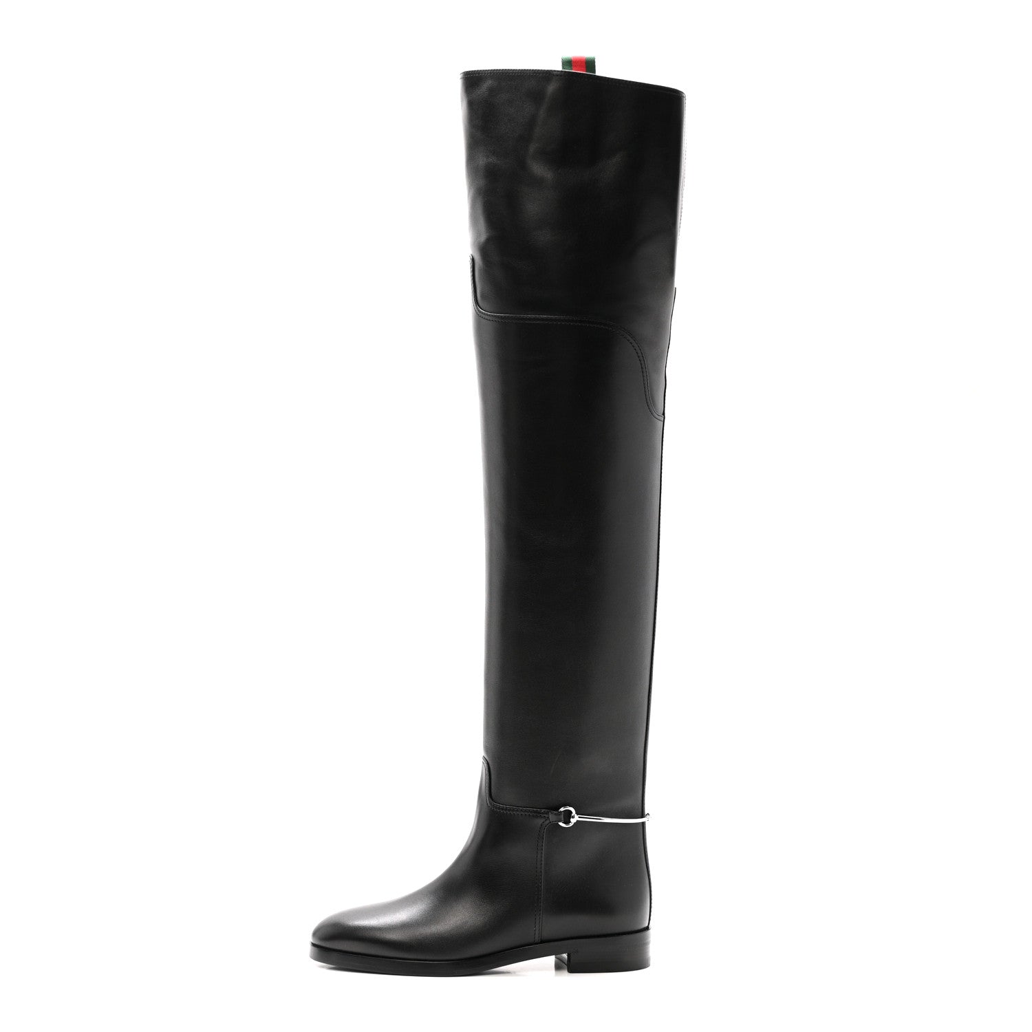 CALFSKIN SLIM HORSEBIT OVER THE KNEE HIGH BOOTS BLACK