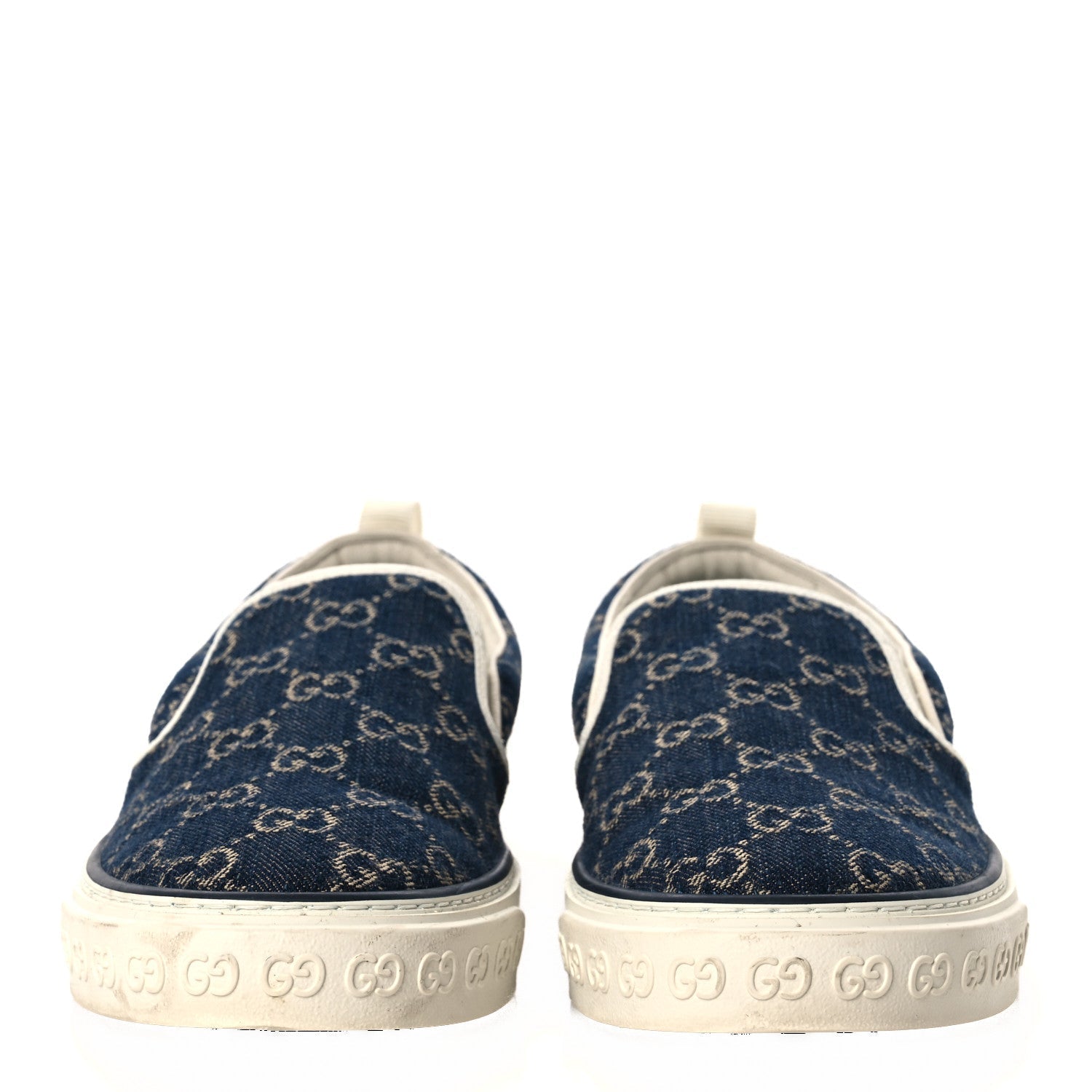 NEW DENIM GG MONOGRAM MENS 1977 TENNIS SLIP ON SNEAKERS BLUE TEA MYSTIC WHITE