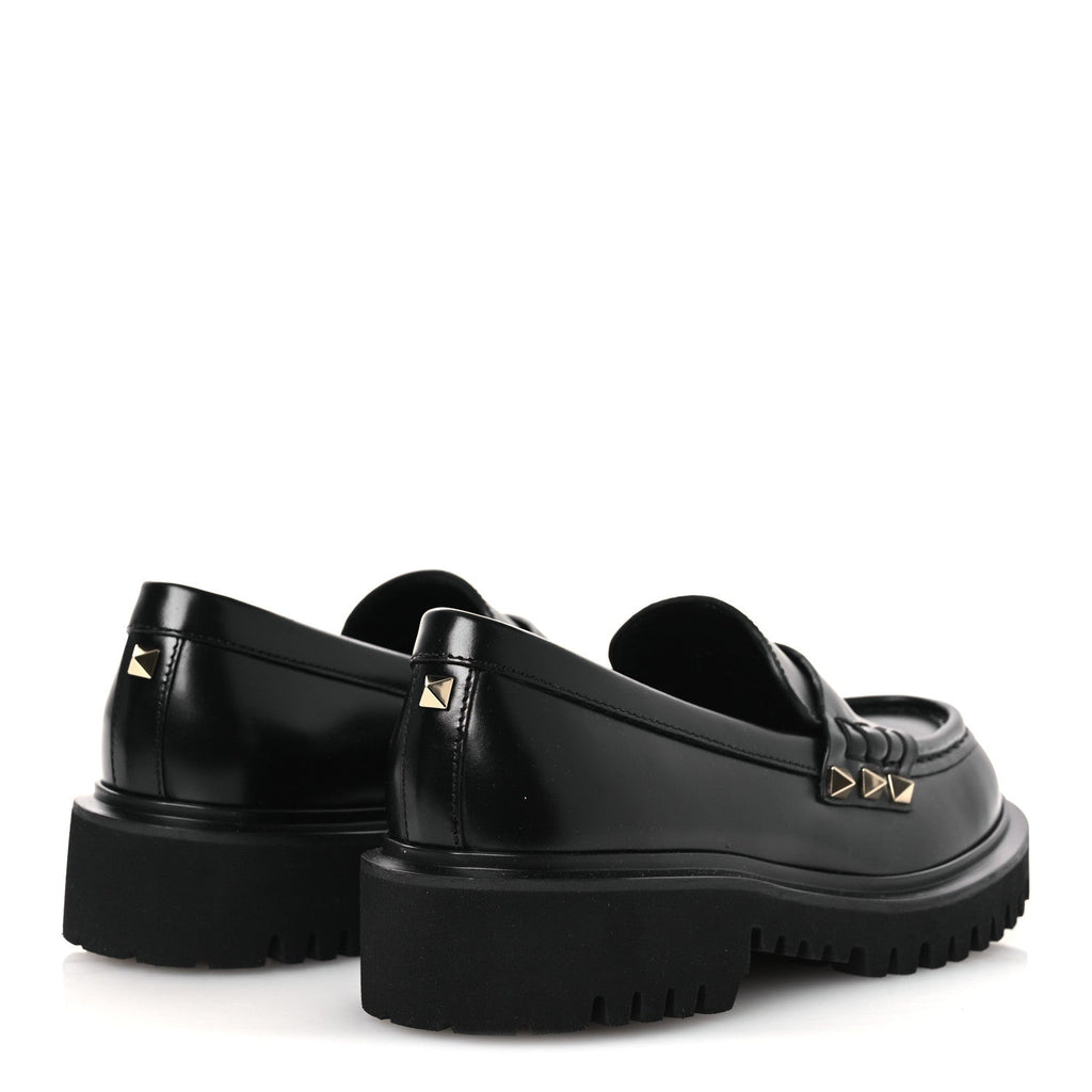 CALFSKIN ROCKSTUD LOAFERS BLACK