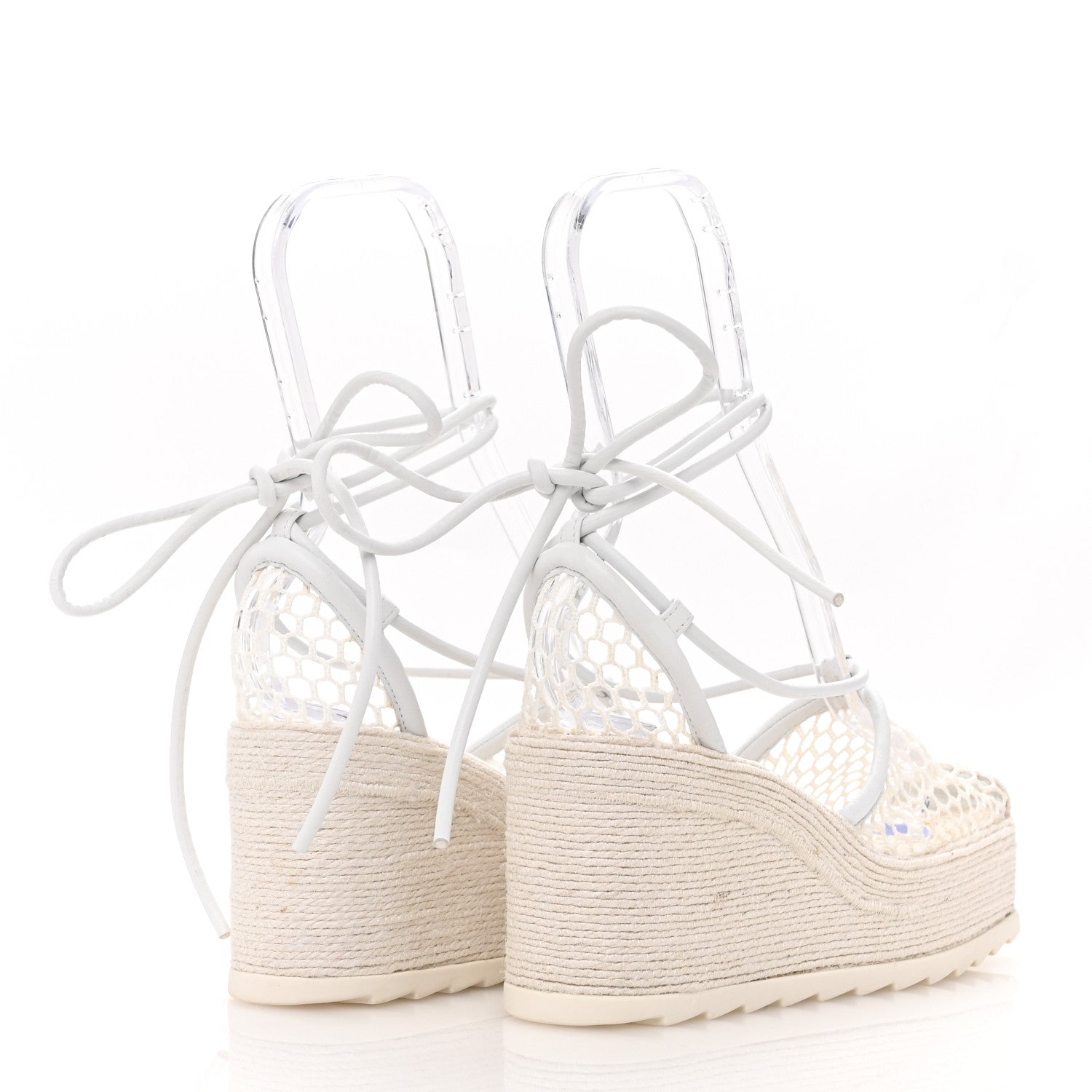 MESH LAMBSKIN SPORTY WEB STRETCH ANKLE TIE ESPADRILLES OPTIC WHITE