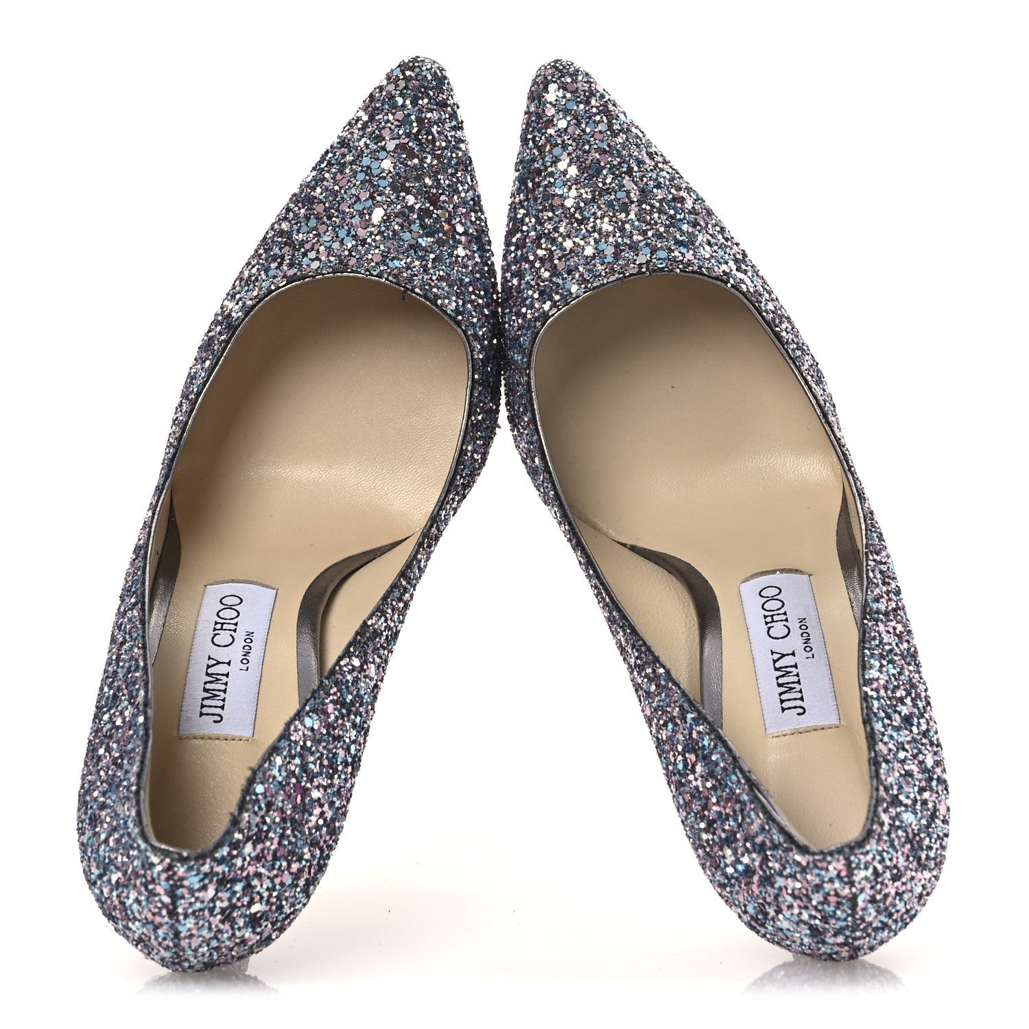 COARSE GLITTER DEGRADE POINTY TOE ROMY 100 PUMPS BUBBLEGUM MULTICOLOR