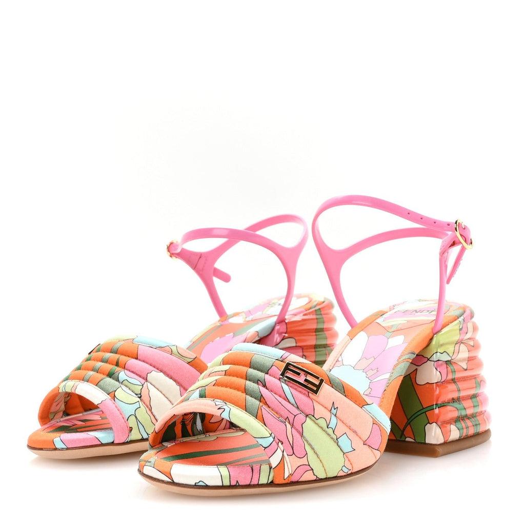 FABRIC CALFSKIN PROMENADE SLINGBACK SANDALS ARANCIO MULTICOLOR LIPSTICK