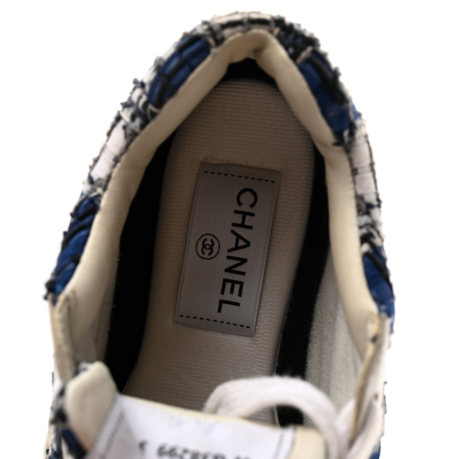 TWEED SUEDE CALFSKIN WOMENS CC SNEAKERS DARK BLUE BLACK GREY WHITE