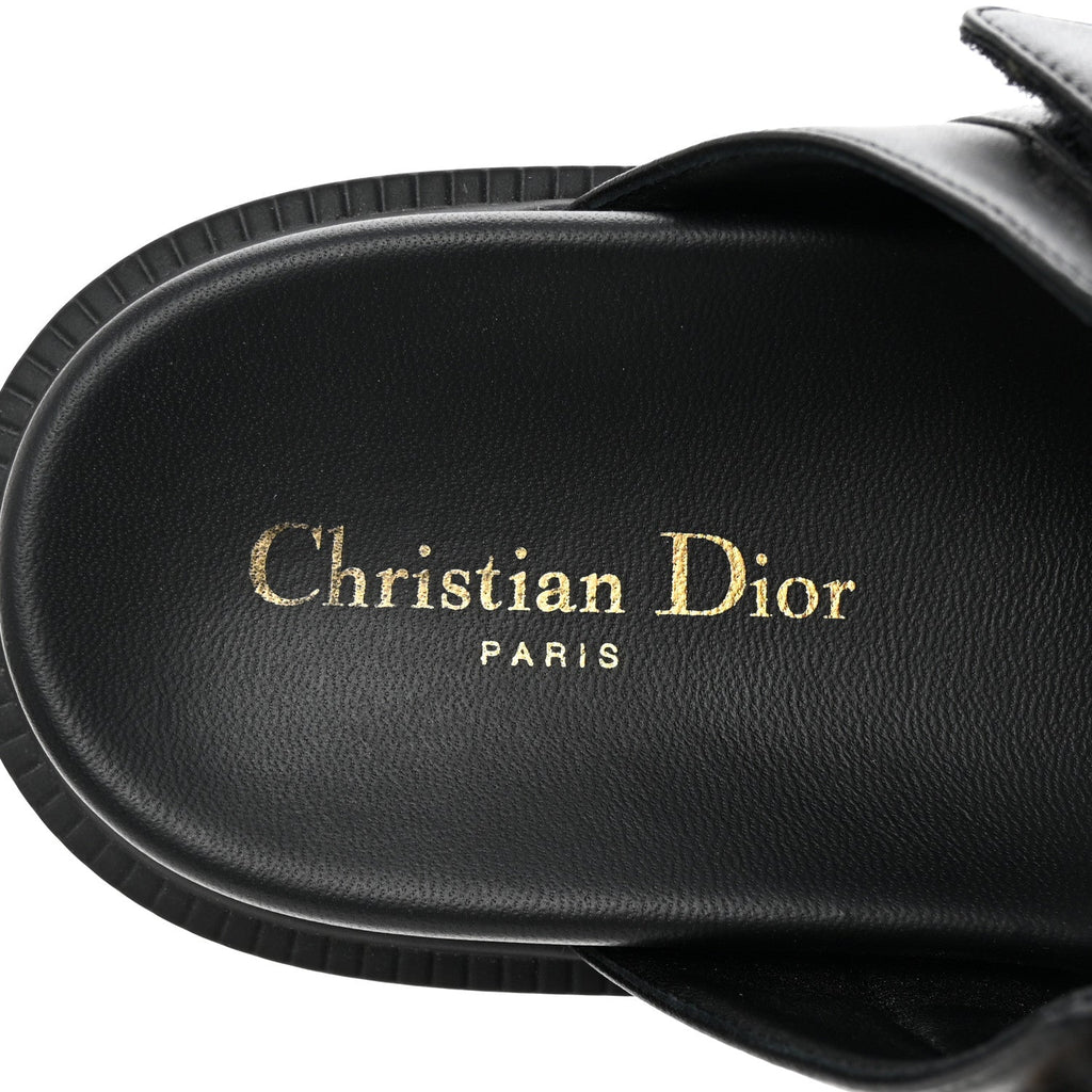 LAMBSKIN DIORACT 10MM SLIDE SANDALS BLACK