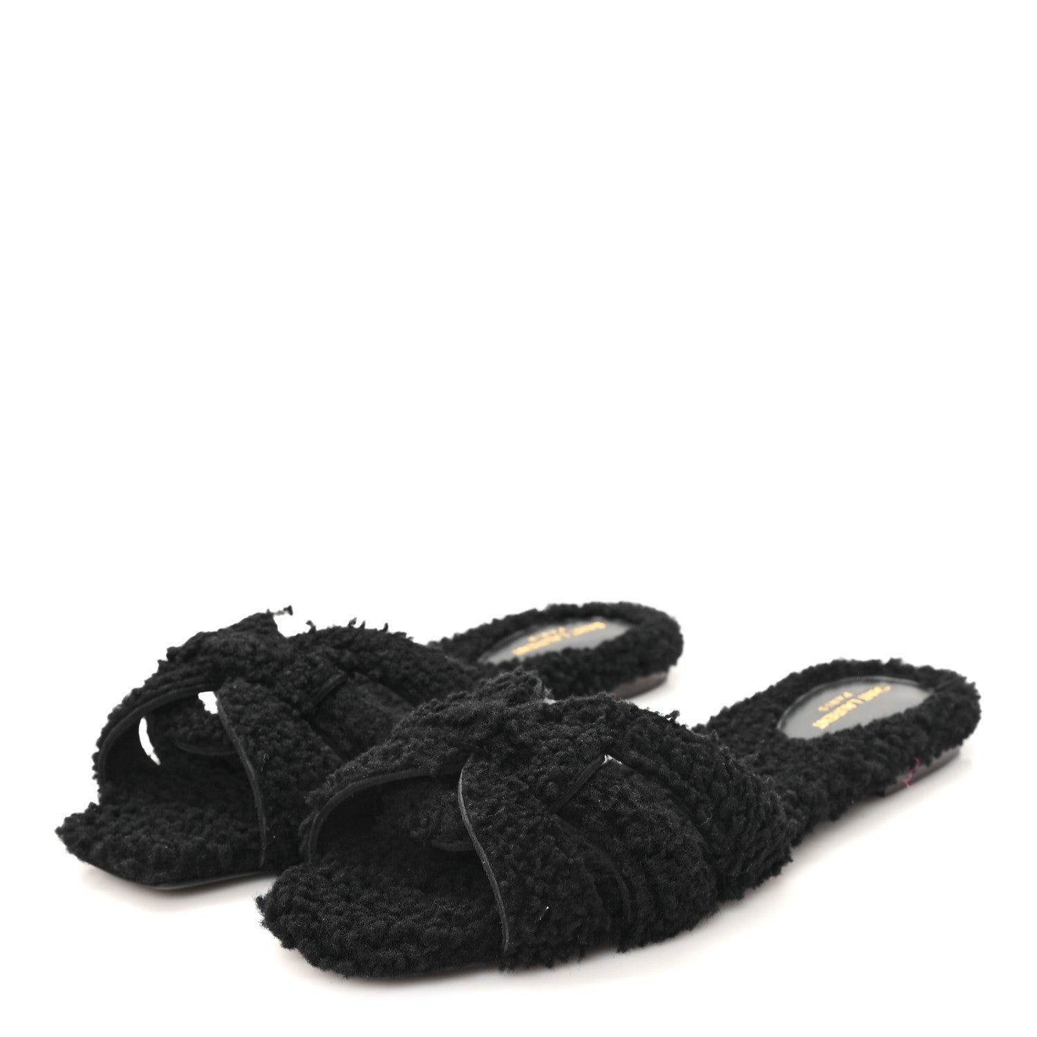 SHEARLING TRIBUTE FLAT MULES BLACK