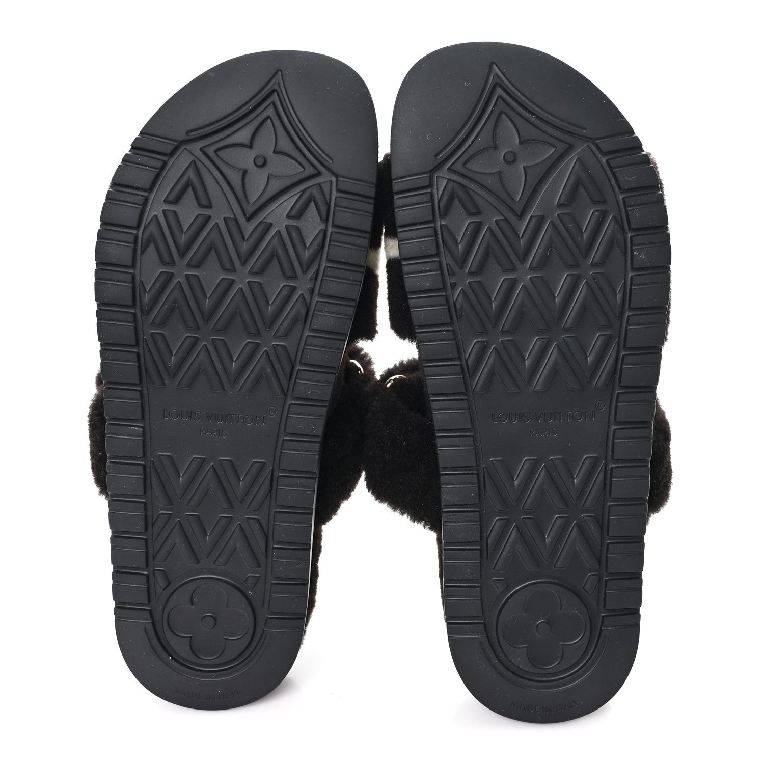 SHEARLING MONOGRAM GIANT LV SUNSET FLAT COMFORT MULE BROWN