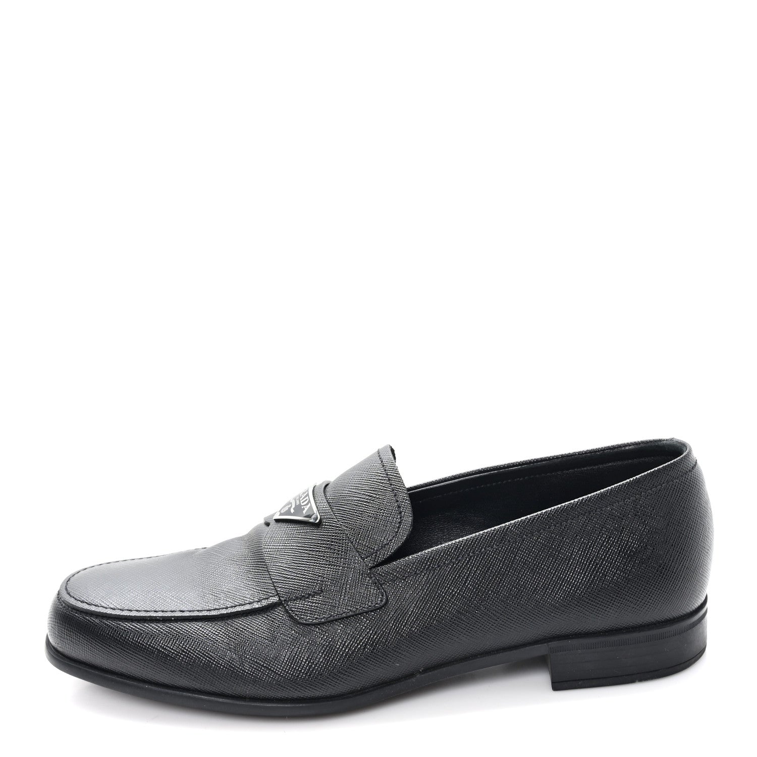 SAFFIANO MENS TRIANGLE LOAFERS BLACK