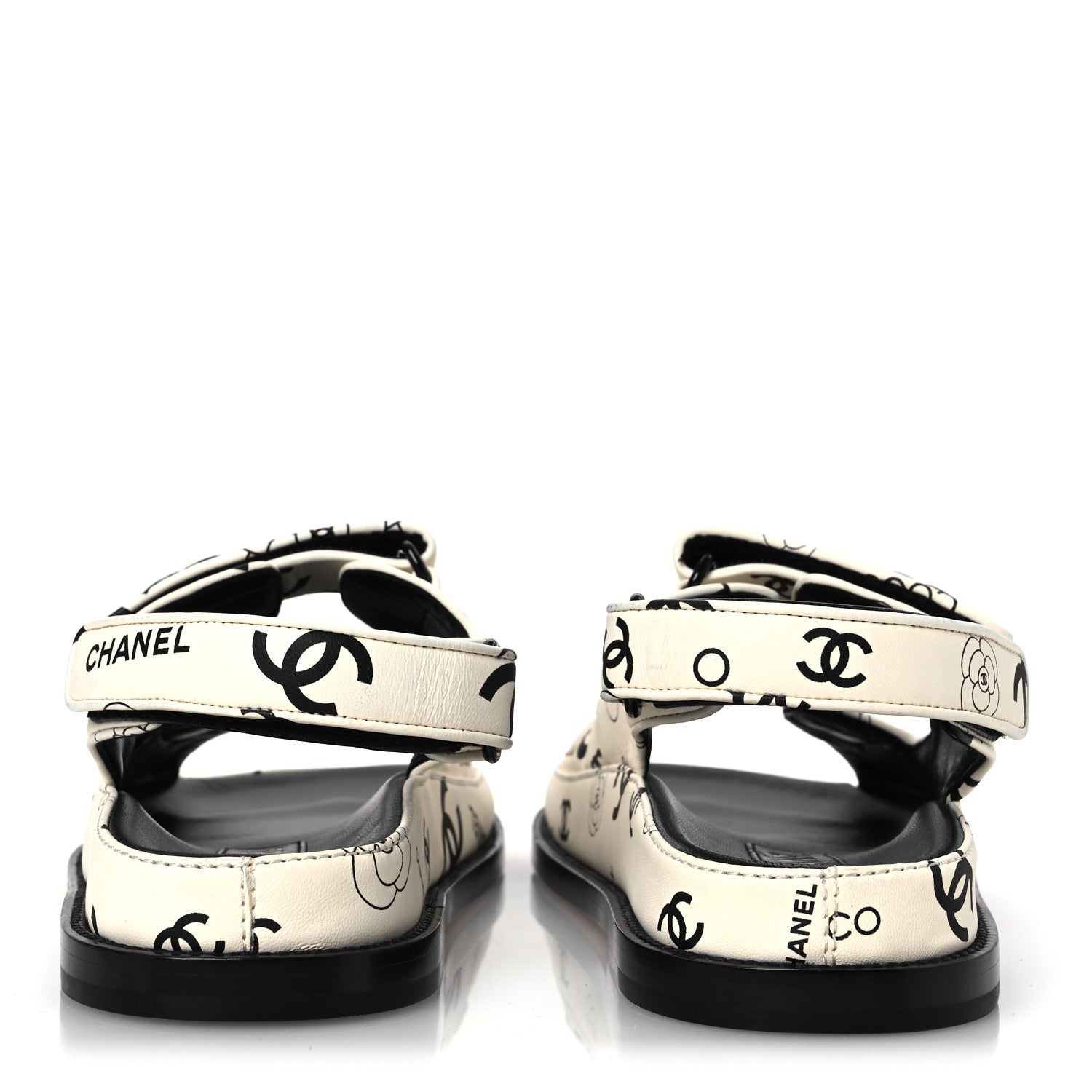 LAMBSKIN PRINTED CC VELCRO DAD SANDALS WHITE BLACK