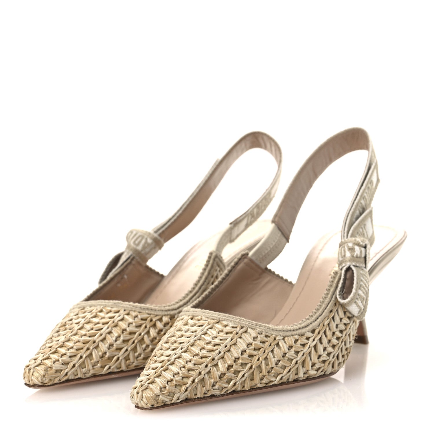 RAFFIA EMBROIDERED J'ADIOR SLINGBACK 65MM PUMPS TAUPE