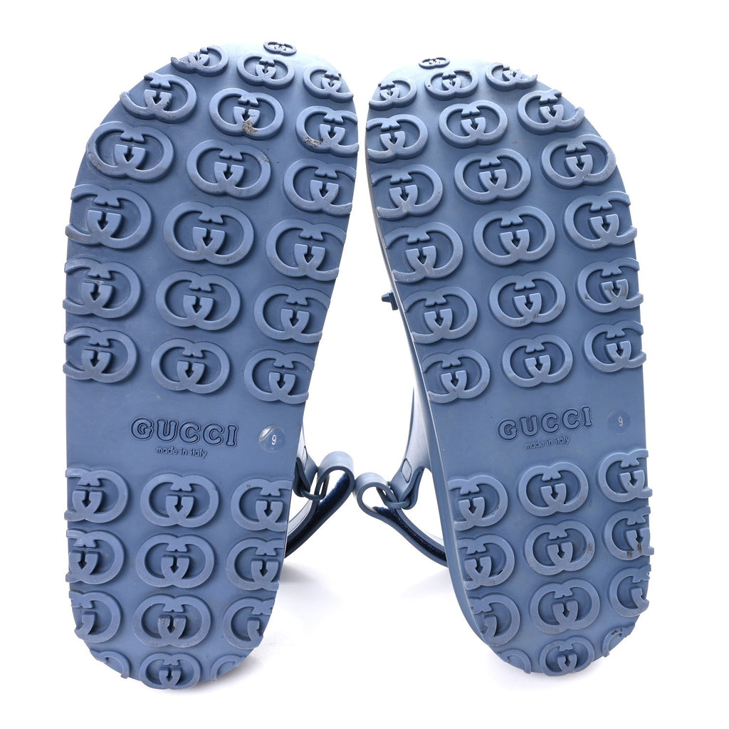 SOFT RUBBER HORSEBIT TOUCH MENS STRAPPED SANDALS WASHED INDIGO