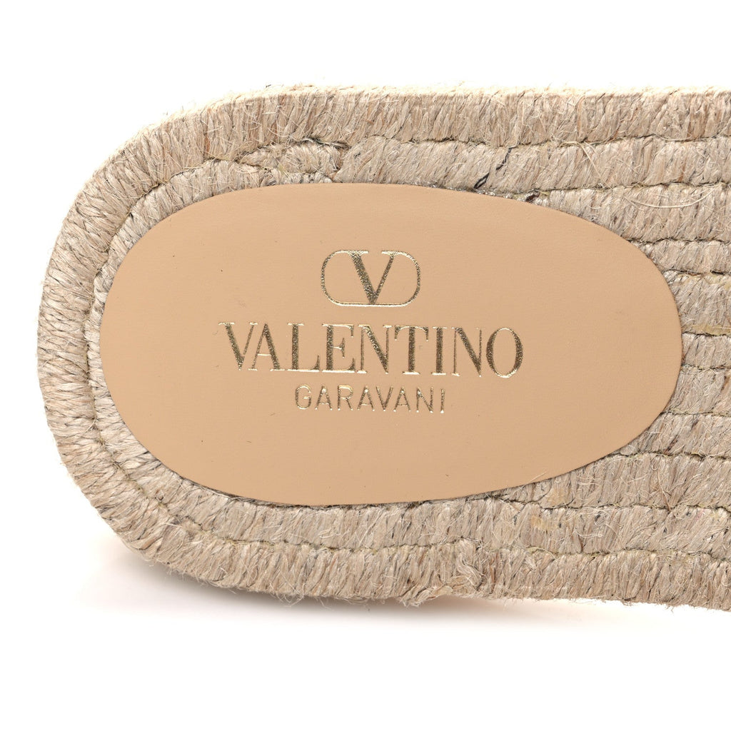 LAMINATED NAPA VLOGO CUT OUT ESPADRILLE FLAT SLIDE SANDALS SILVER