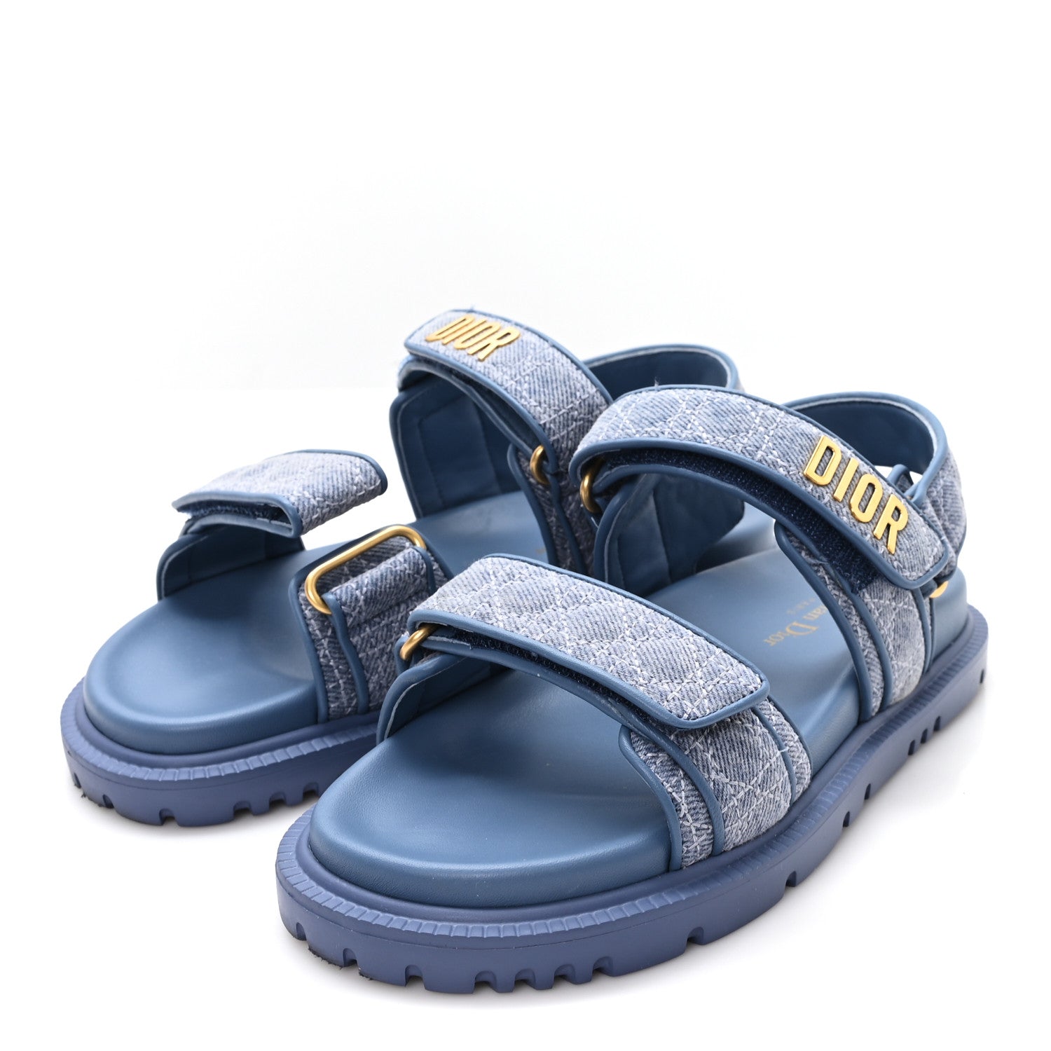 DENIM CANNAGE EMBROIDERED DIORACT SANDALS BLUE