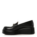 KAMA CALFSKIN HORSEBIT WOMENS WEDGE PLATFORM LOAFERS BLACK