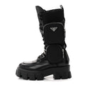 SPAZZOLATO ROIS RE-NYLON METAL TRIANGLE LOGO MONOLITH POUCH POCKET 55MM TALL COMBAT BOOTS BLACK