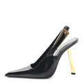 GLAZED CALFSKIN LEE 110 SLINGBACK PUMPS BLACK