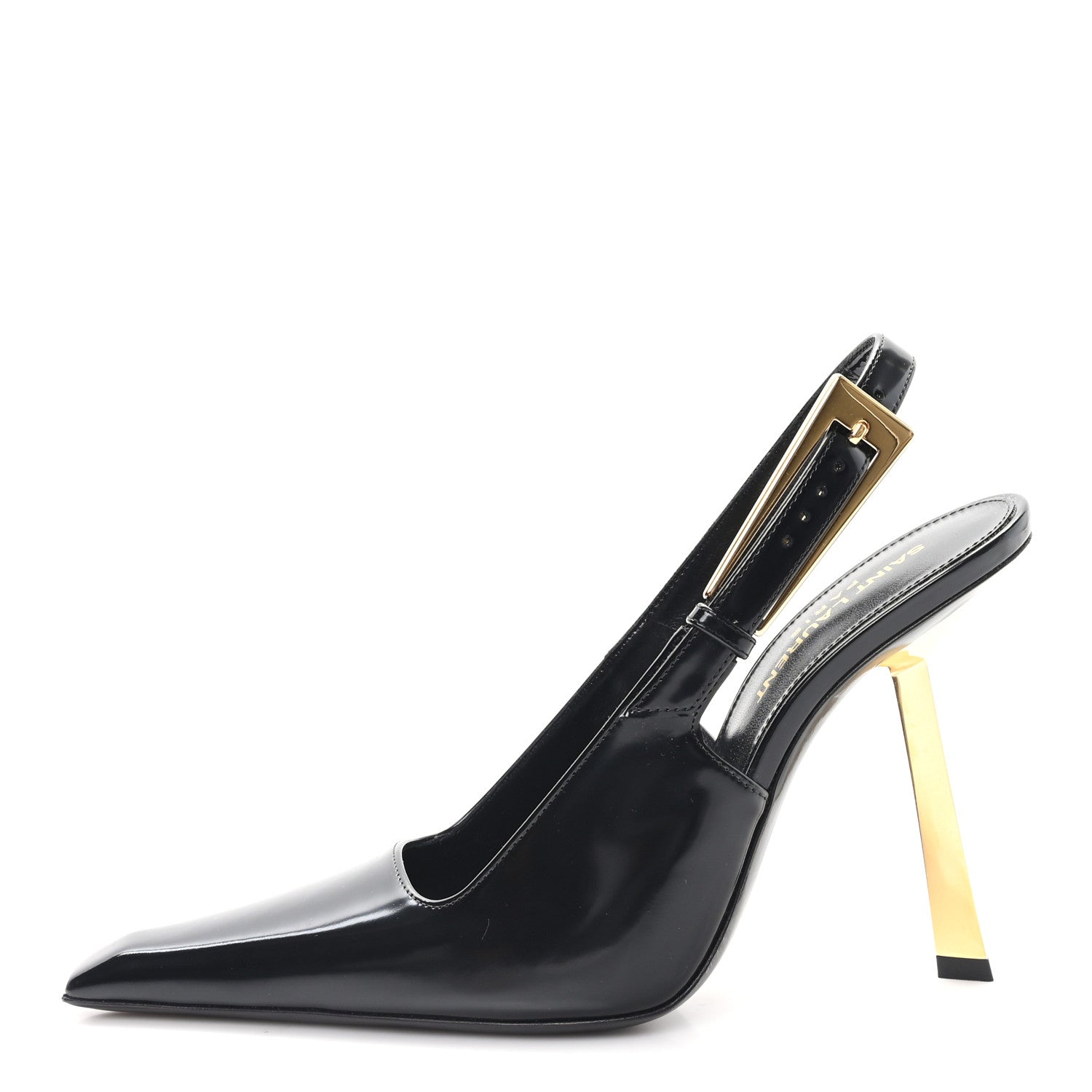 GLAZED CALFSKIN LEE 110 SLINGBACK PUMPS BLACK