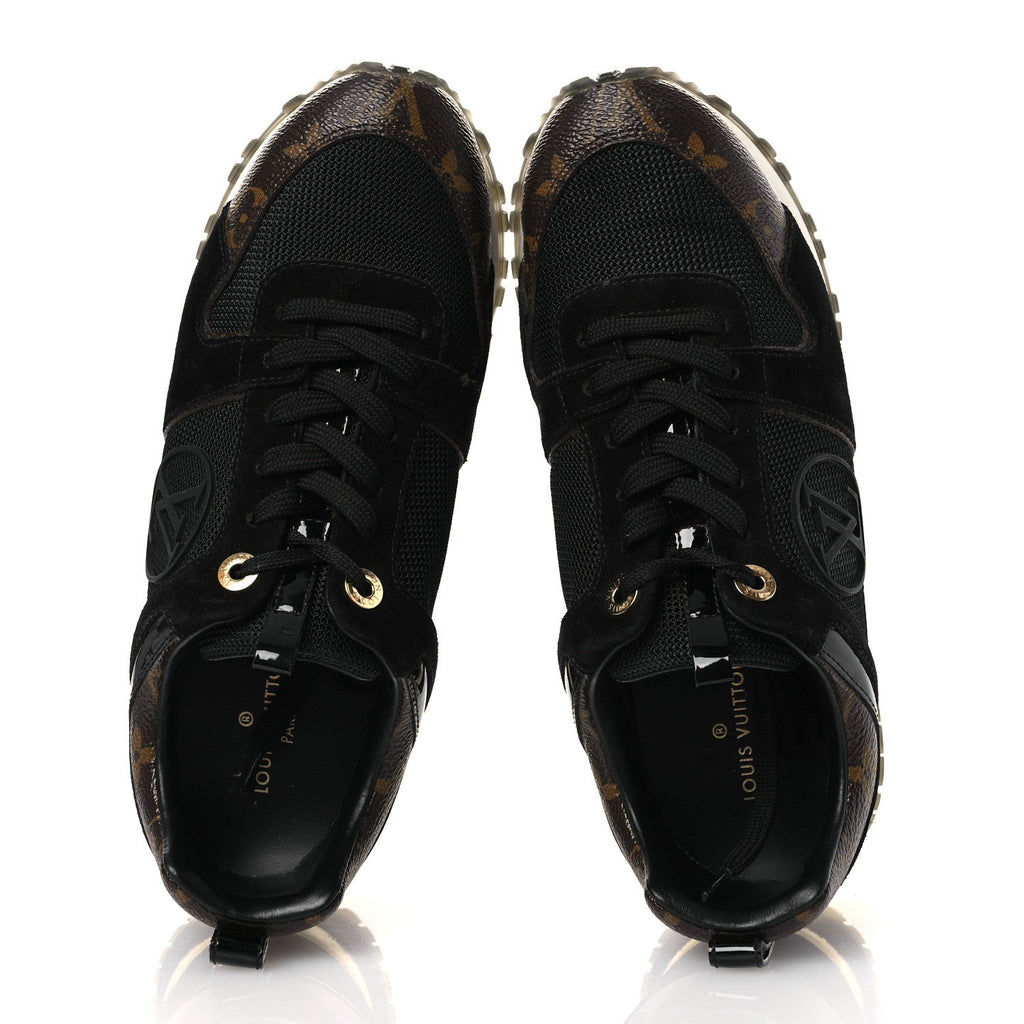 LOUIS VUITTON SUEDE MONOGRAM RUN AWAY SNEAKER BLACK