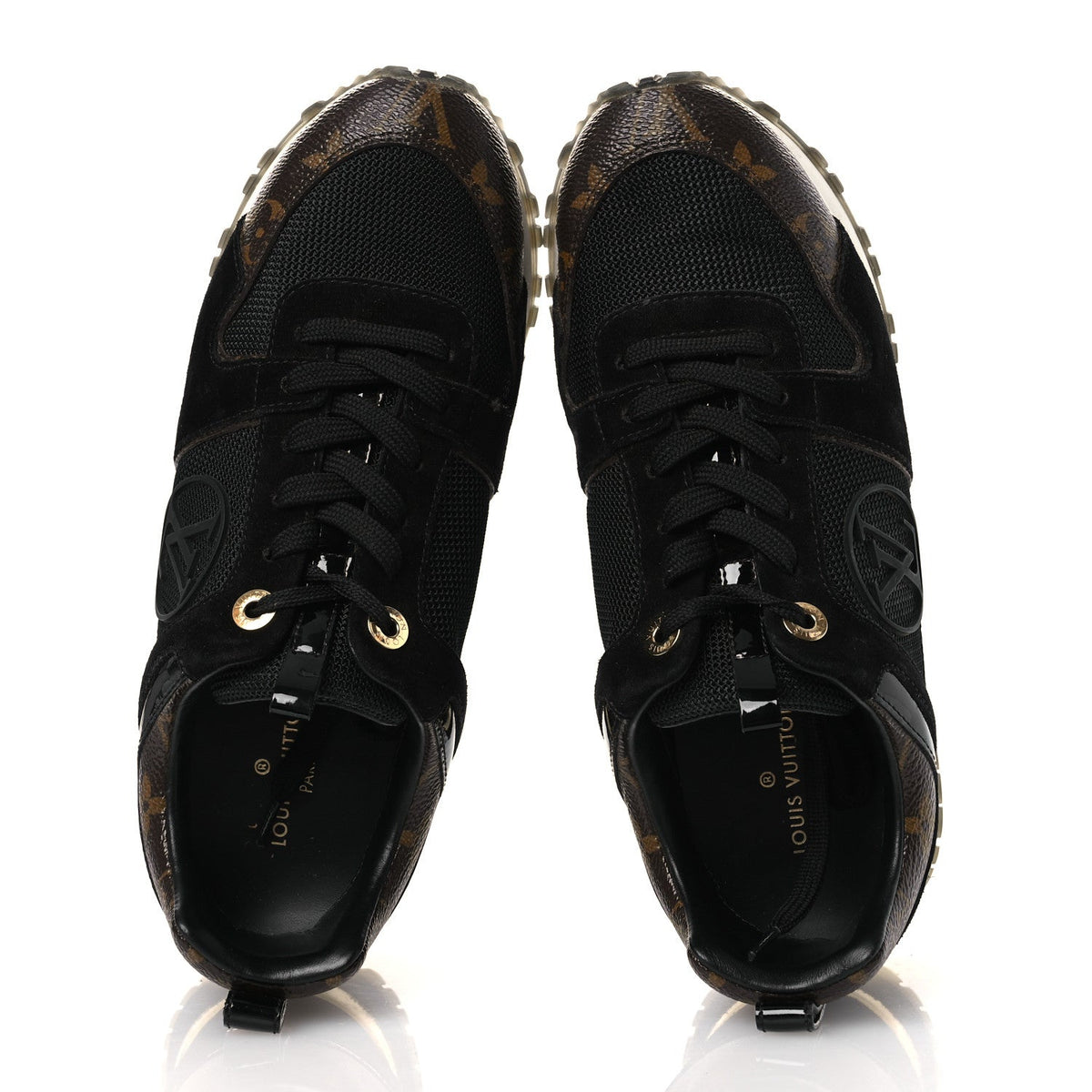 LOUIS VUITTON SUEDE MONOGRAM RUN AWAY SNEAKER BLACK