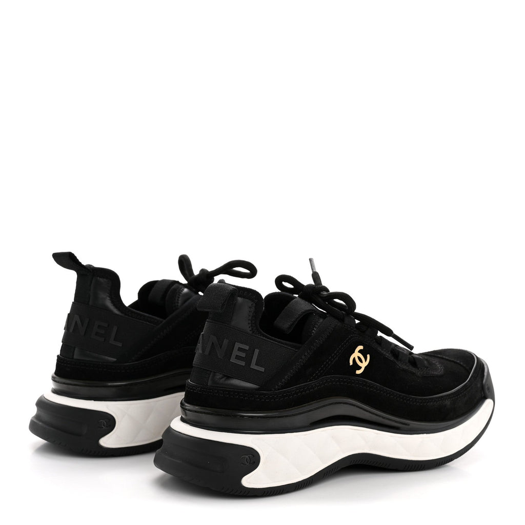 SUEDE CALFSKIN NYLON GROSGRAIN CC SNEAKERS BLACK