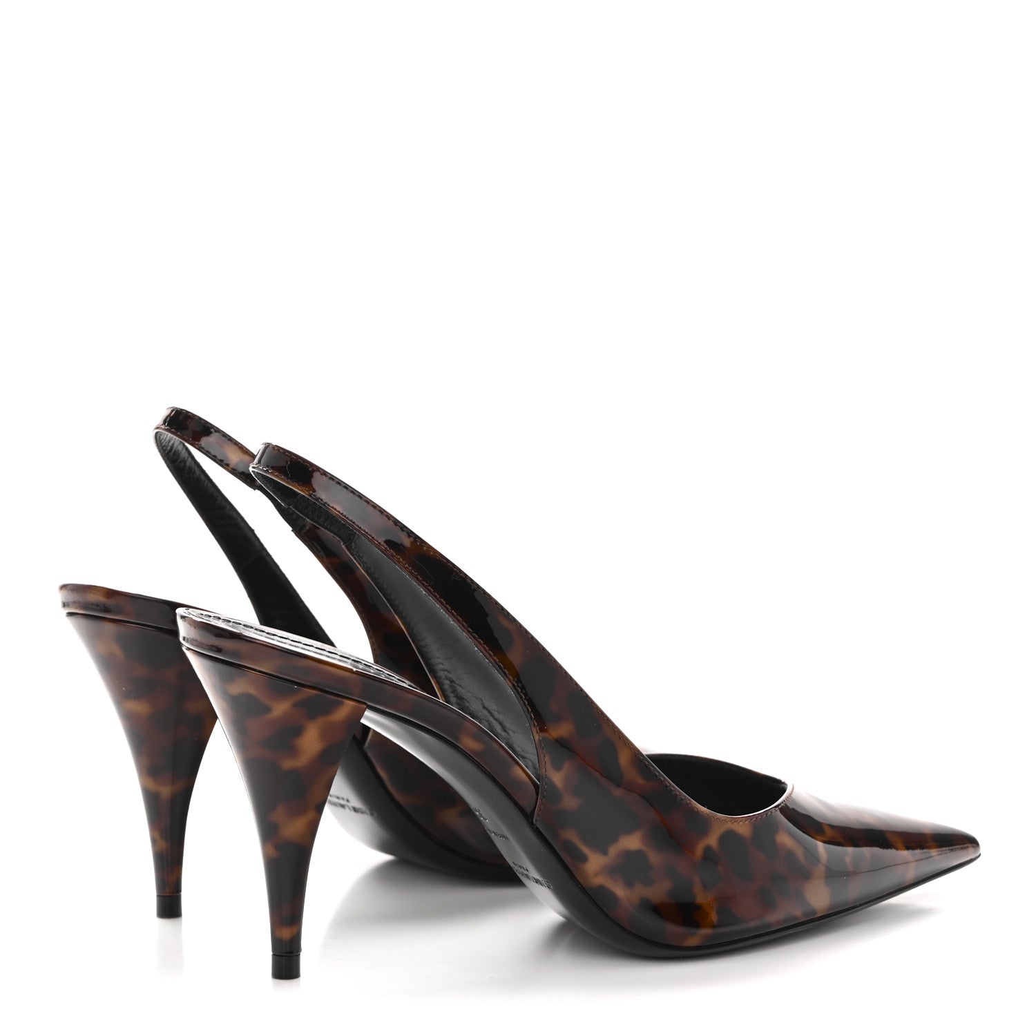 PATENT KIKI TORTOISE SLINGBACK 85 PUMPS BLACK