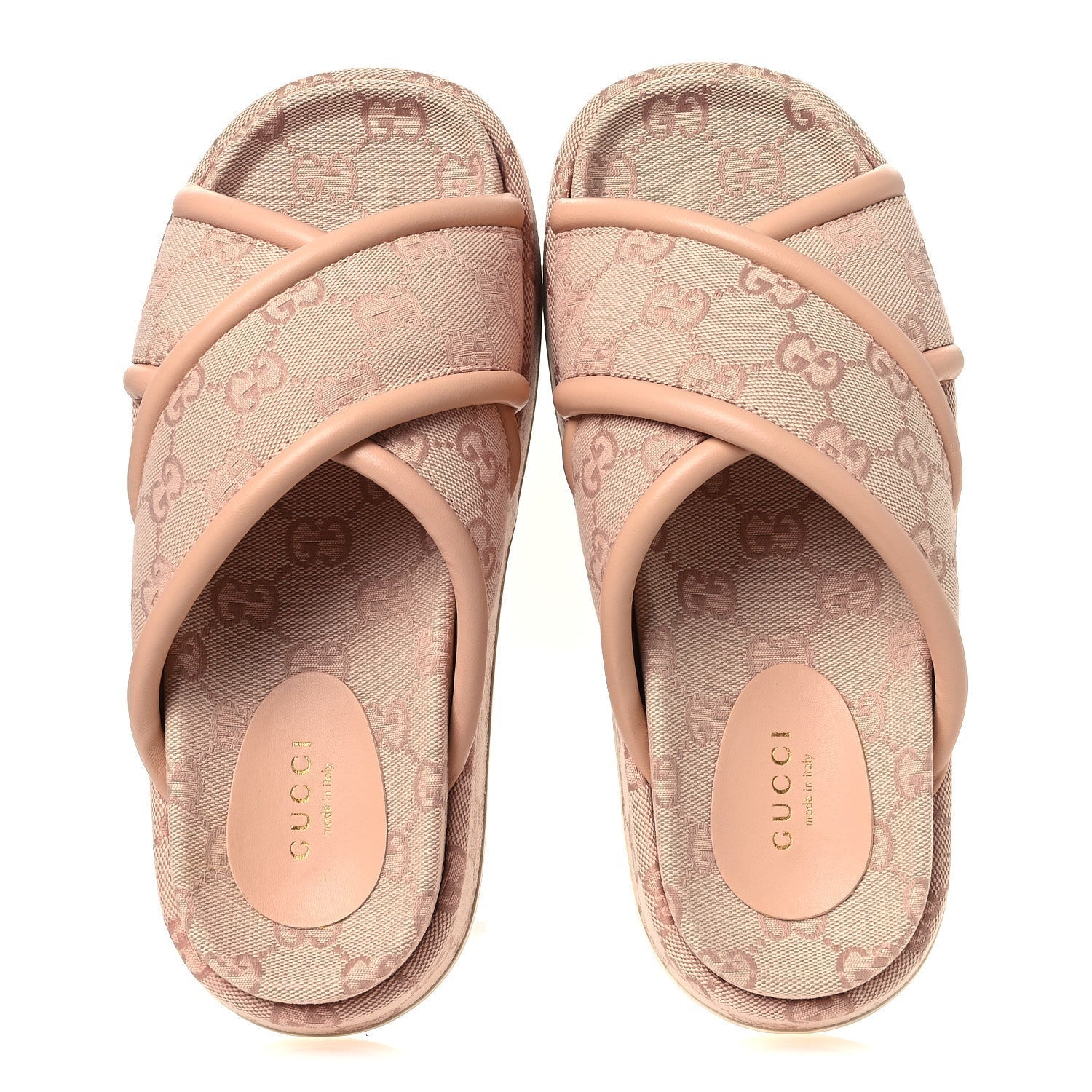 MONOGRAM GG CALFSKIN ANGELINA PLATFORM 55MM SLIDE SANDALS LIGHT PINK