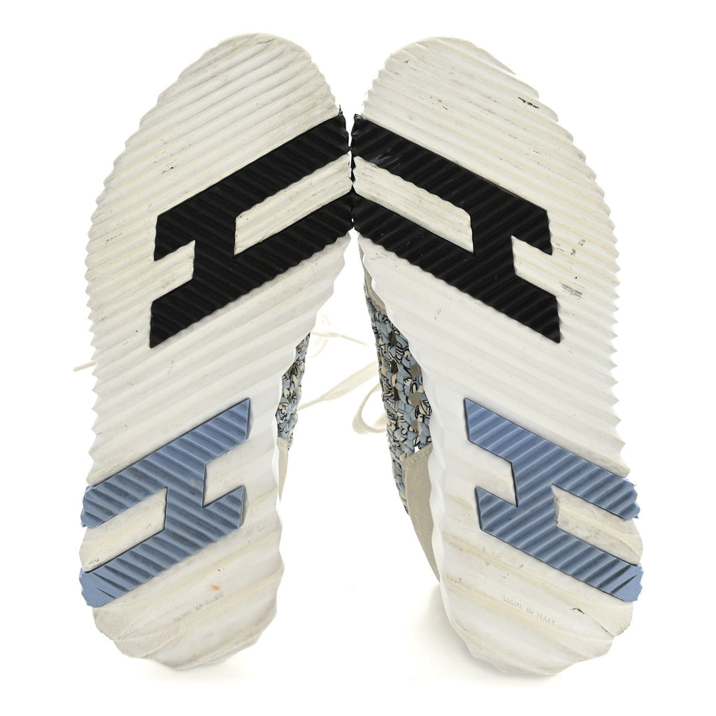 BRAIDED SILK SUEDE SNEAKERS BLEU CLAIR WHITE