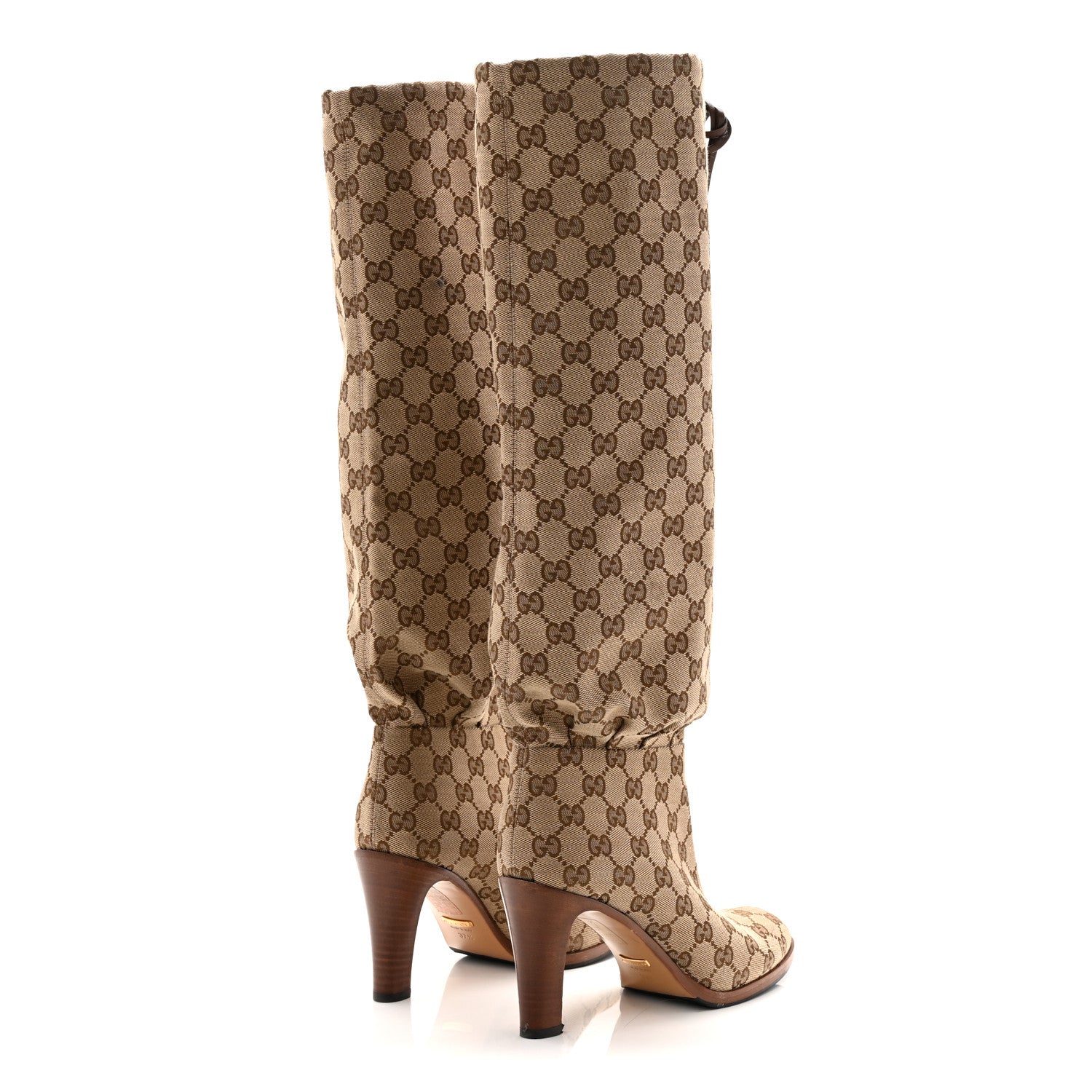 MONOGRAM MALAGA KID LISA MID HEEL BOOTS BEIGE EBONY