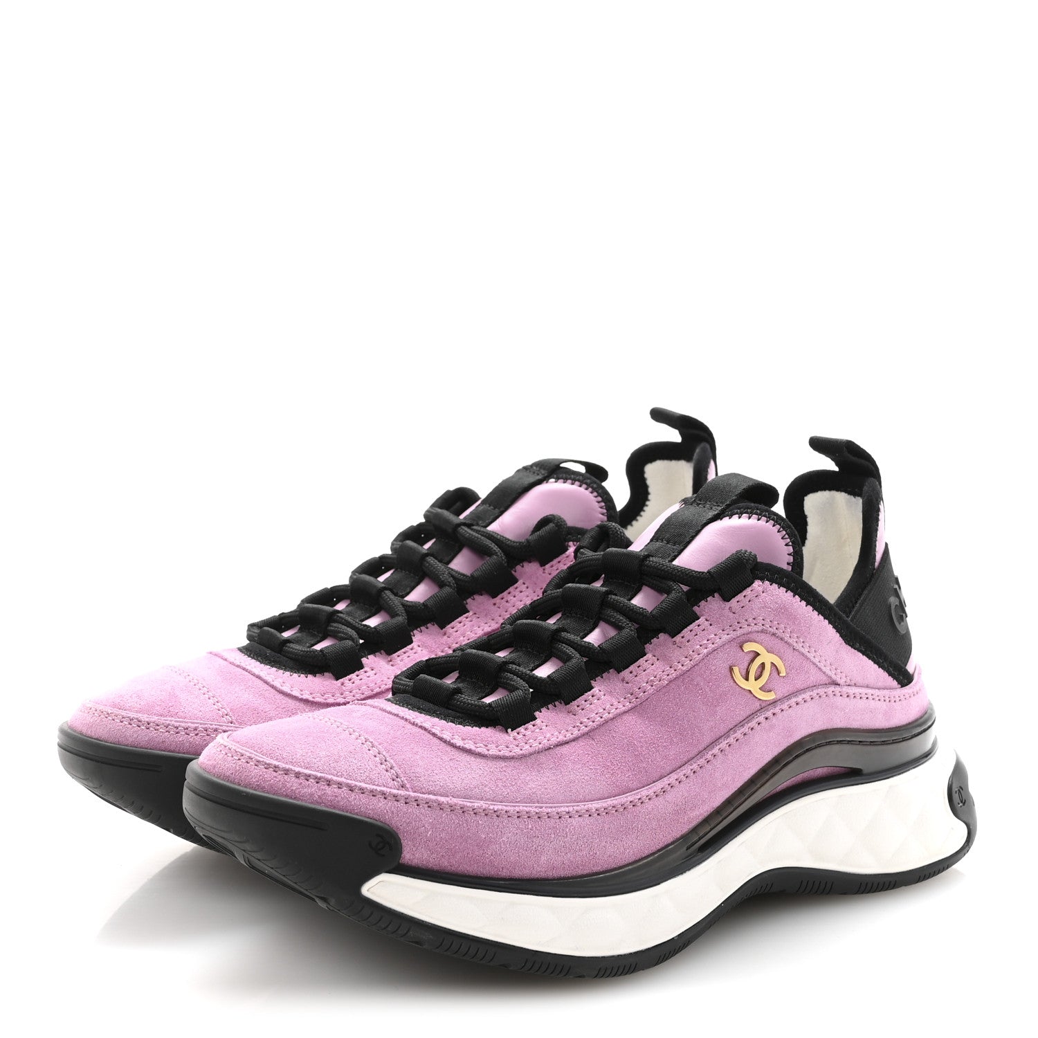 SUEDE CALFSKIN NYLON GROSGRAIN CC SNEAKERS DARK PINK
