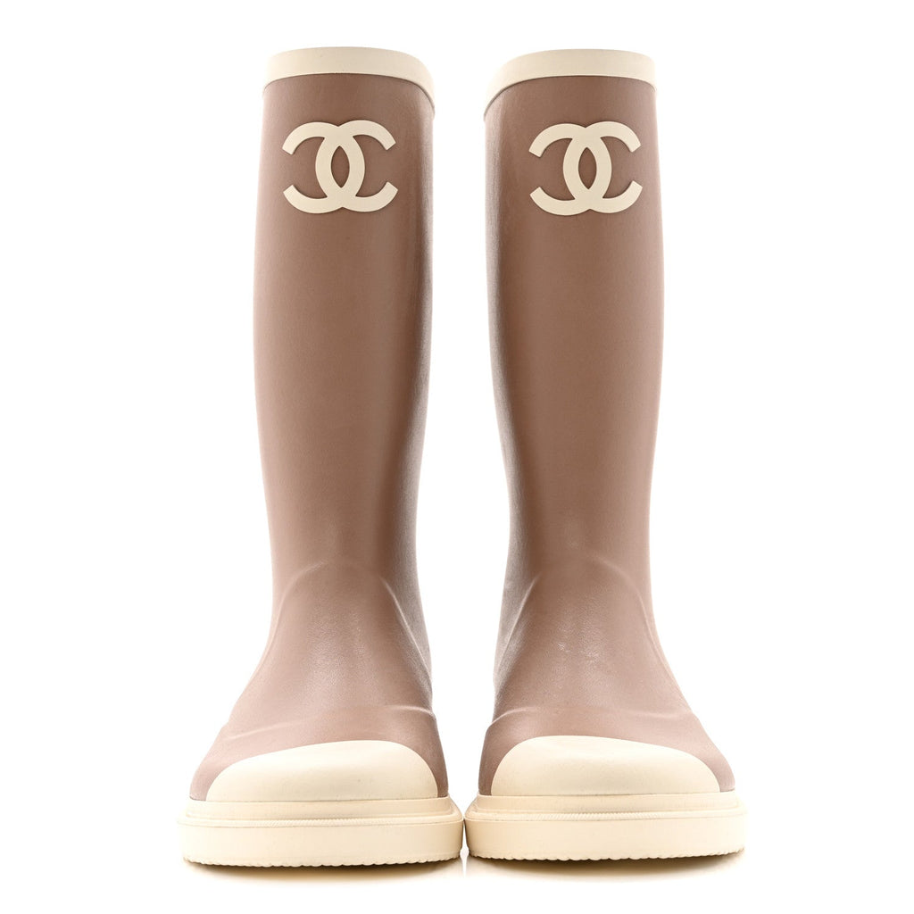 CAOUTCHOUK CC HIGH BOOTS BEIGE WHITE
