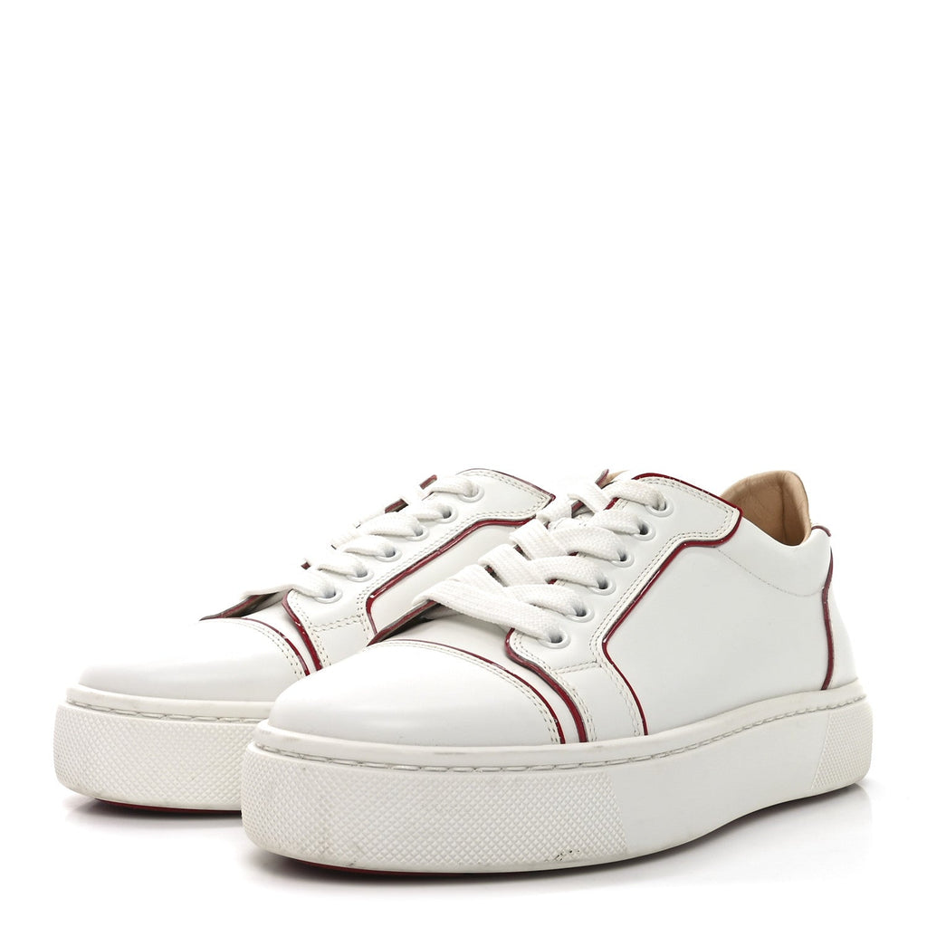 CALFSKIN PATENT VIEIRISSIMA FLAT SNEAKERS WHITE LOUBI