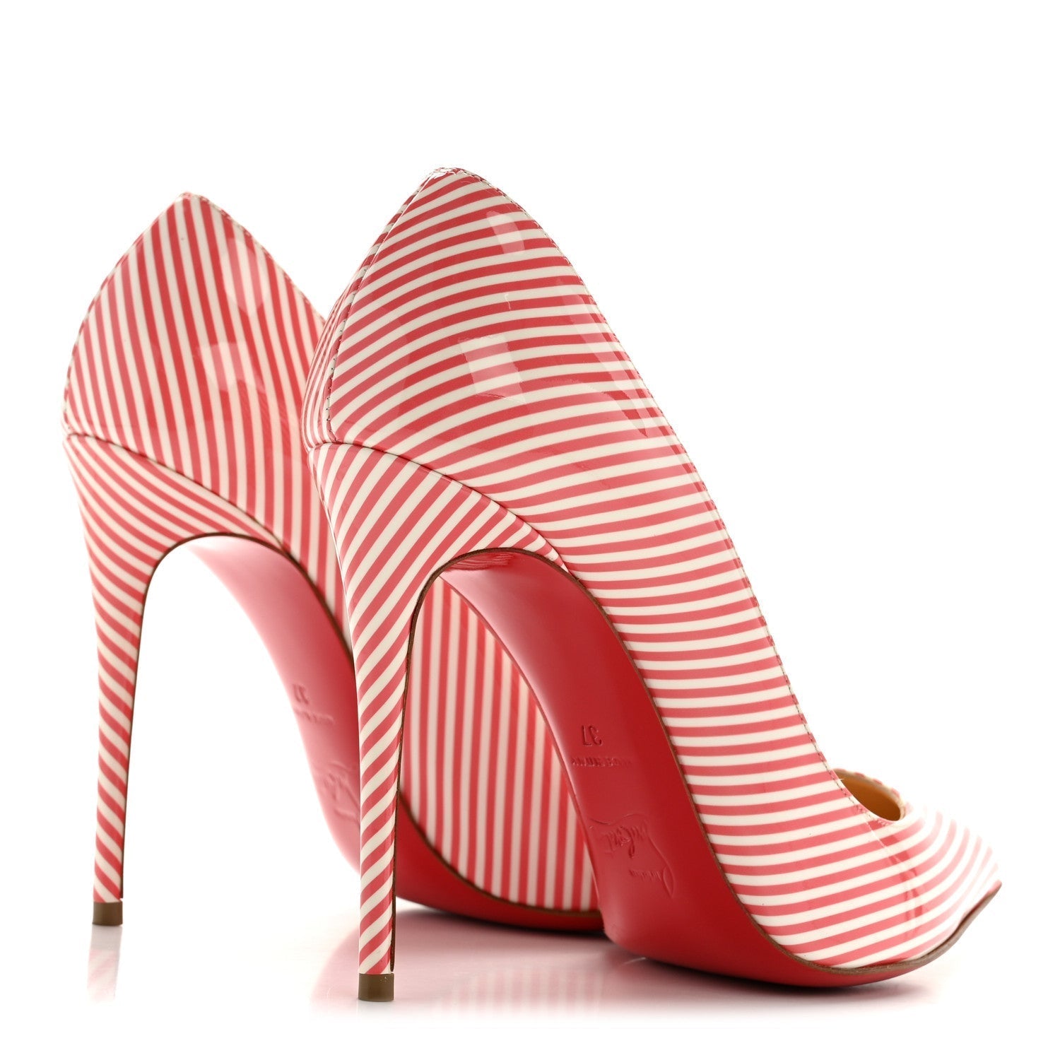 PATENT PIGALLE FOLLIES STRIPES 100 PUMPS SMOOTHIE WHITE