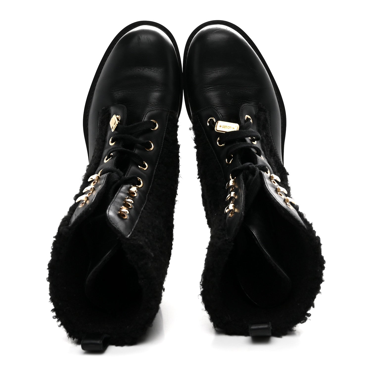 SHEARLING CALFSKIN TERRITORY RANGER COMBAT BOOTS BLACK