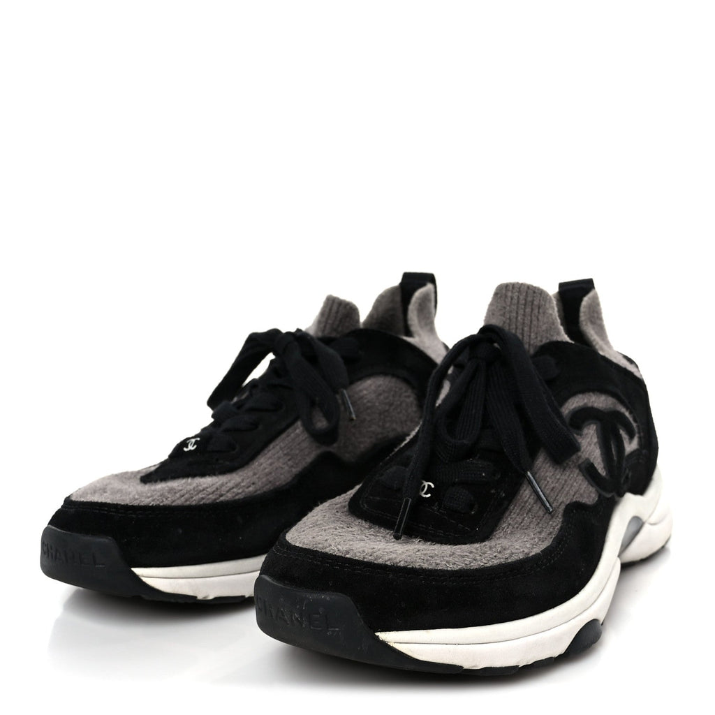 FABRIC SUEDE CALFSKIN CC SNEAKERS GRAY BLACK