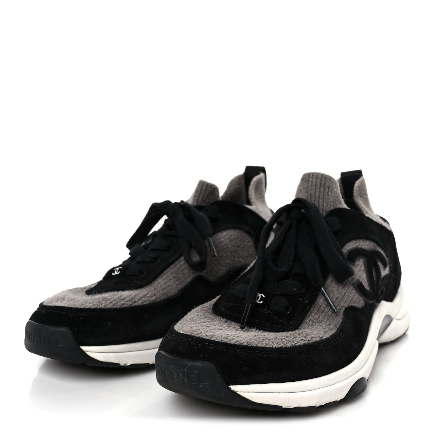 FABRIC SUEDE CALFSKIN CC SNEAKERS GRAY BLACK