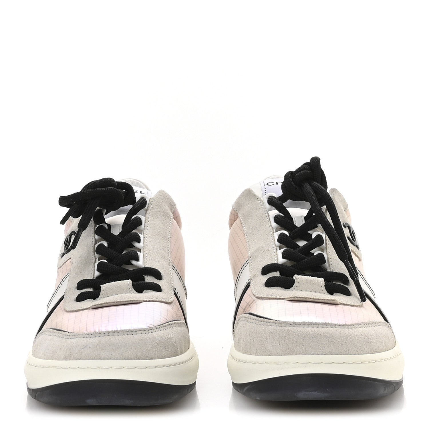 SUEDE FABRIC CALFSKIN WOMENS CC SNEAKERS PINK GREY WHITE