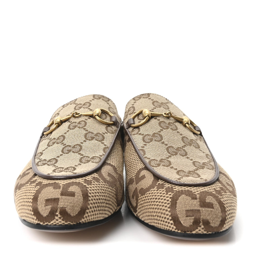 MONOGRAM JUMBO GG MALAGA KID WOMENS PRINCETOWN SLIPPERS CAMEL EBONY NEW ACERO BEIGE