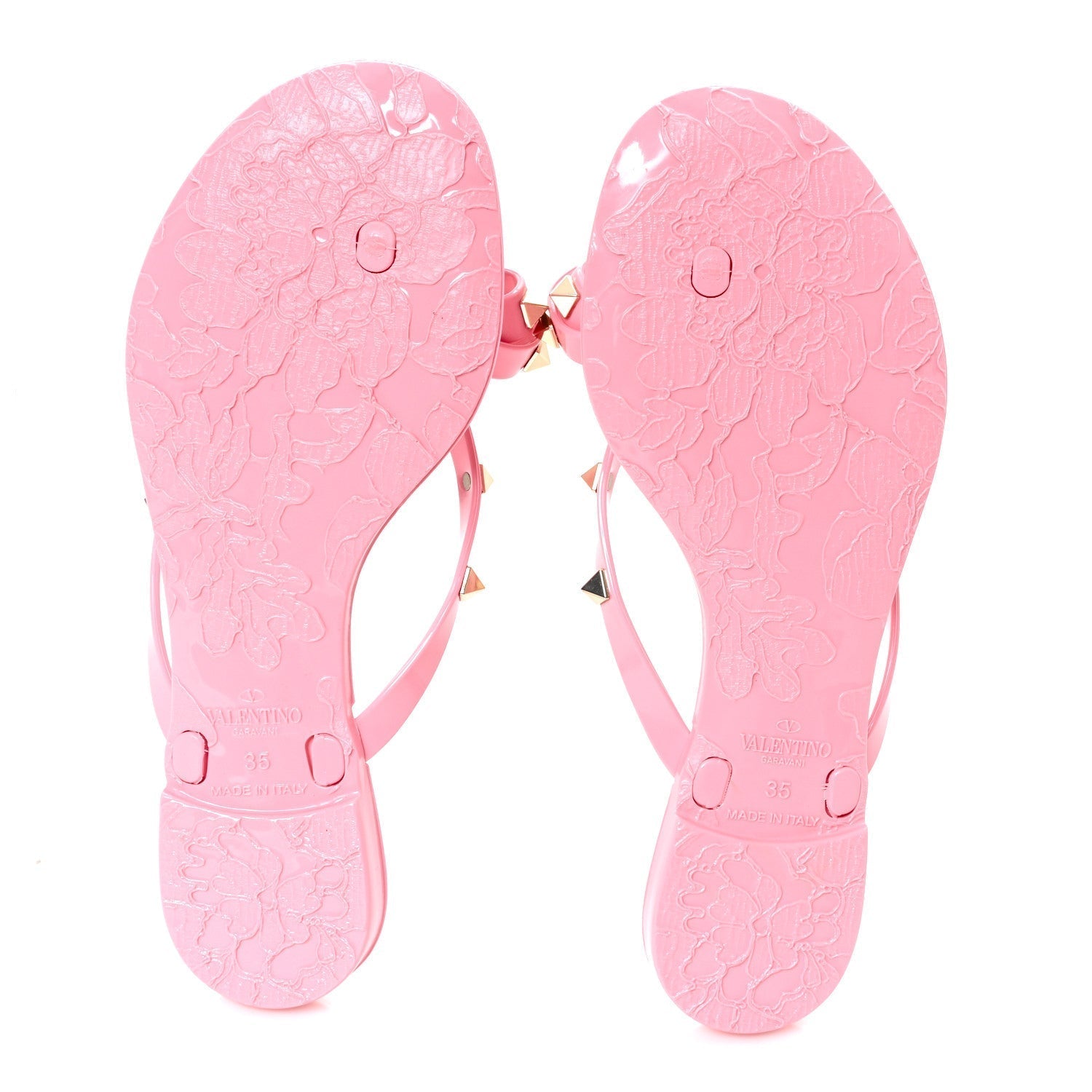 PVC JELLY GLITTER ROCKSTUD BOW THONG SANDALS BUBBLE GUM