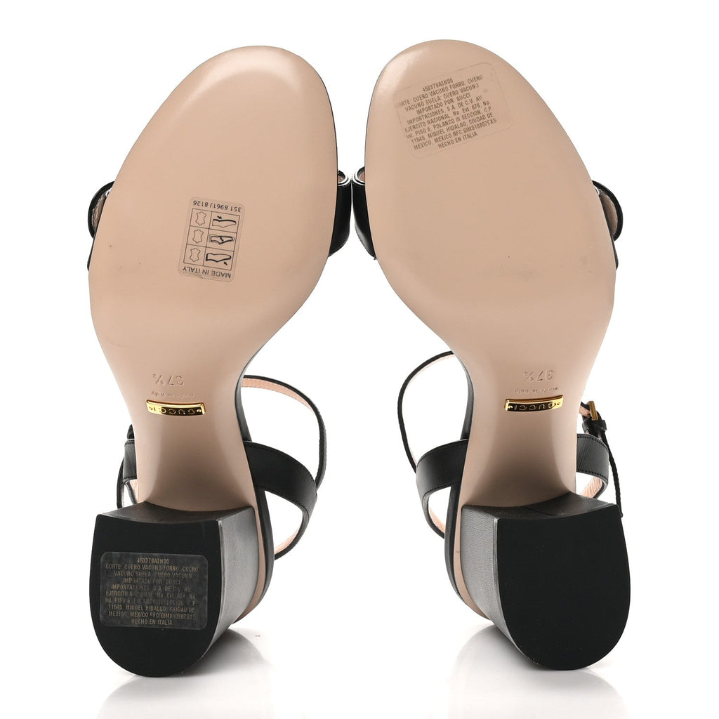 LIFFORD CALFSKIN GG MARMONT ANKLE WRAP 75MM SANDALS BLACK
