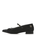 SUEDE KIDSKIN LAMBSKIN PATENT CALFSKIN CAP TOE CC MARY JANE FLATS BLACK