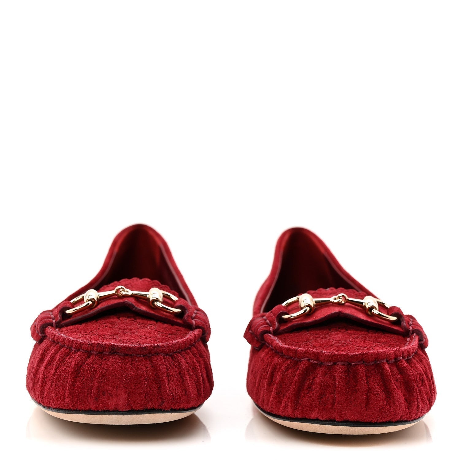 SUEDE MICRO GG HORSEBIT WOMENS KENSINGTON MOCCASIN LOAFERS ROSSO ANCORA