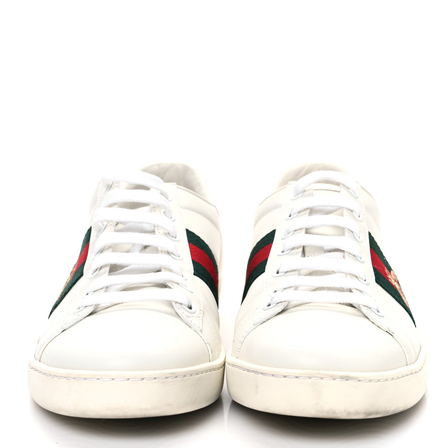 CALFSKIN AYERS BEE EMBROIDERED WOMENS ACE SNEAKERS WHITE RED FLAME GREEN