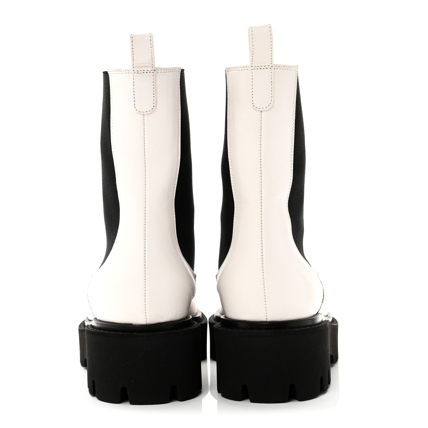 PATENT CALFSKIN CAP TOE CC ANKLE BOOTS WHITE BLACK
